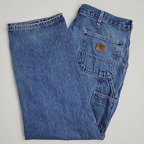 Carhartt B13 Loose Original Fit Carpenter Utility Work Denim Jeans 38x30 FLAWED - Picture 1 of 16